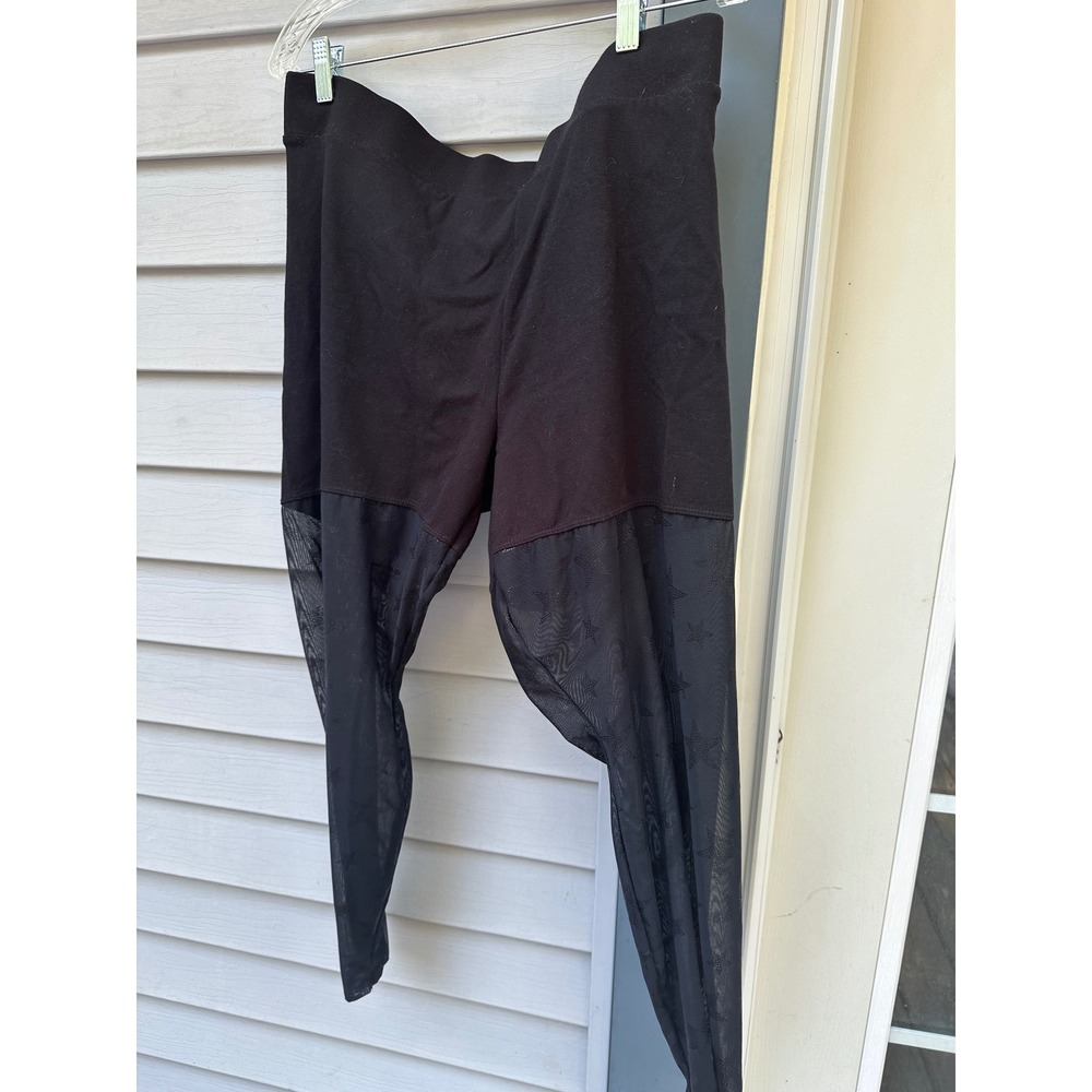 Torrid Black Mesh Star Leggings Plus Size 3 3X High Waist Sheer Panels 11023631